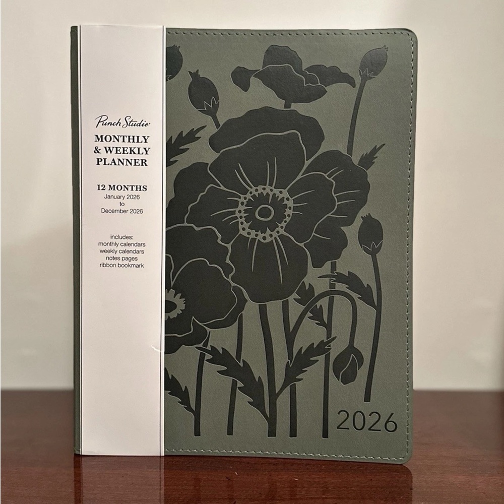 Punch Studio Monthly & Weekly Planner January 2026 December 2026 Floral Leather